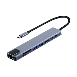Frisby Fa-7682C Type-C - 8 In1 Rj45+Tf/Sd+Hdmi+Usb*2+Type-C+Pd 