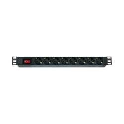Ager 8Xdin49440 Soketli Schuko Grup Priz, 19'' 1U, On-Off Anahtarlı 